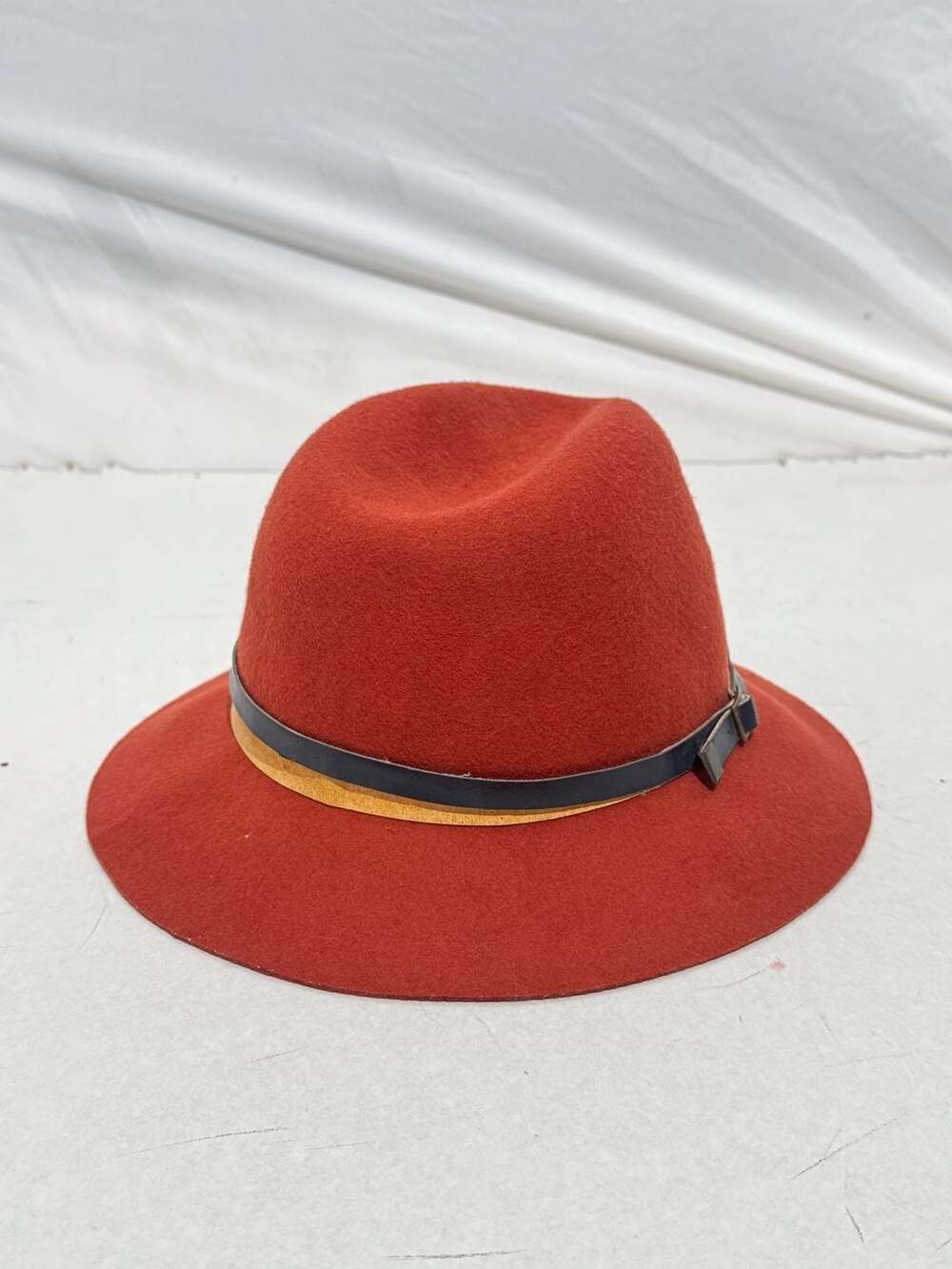 Genie by Eugenia Kim Womens OS Rust Orange 100% Wool Felt Fedora Band Hat Cap